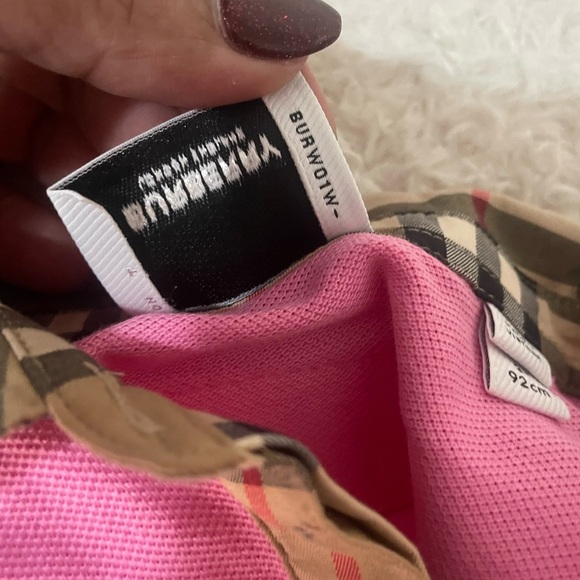 Burberry Kids Polo Dress in Pink with Plaid Collar - Picture 15 of 16